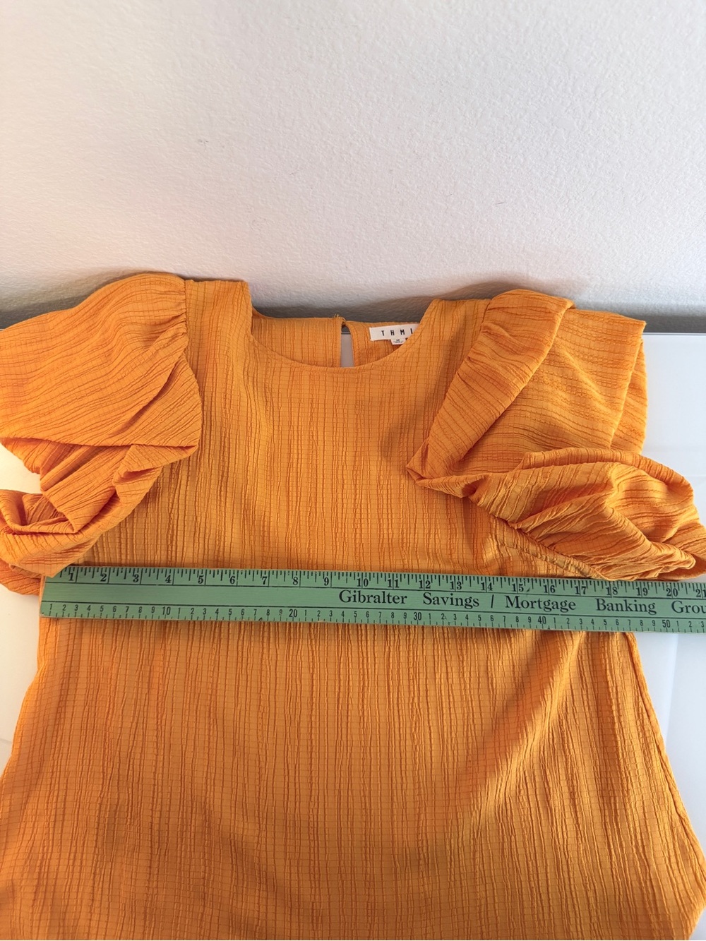 THML Marigold Textured Dramatic Ruffle Sleeve Blouse Top M - Picture 6 of 8